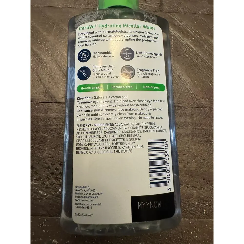 CeraVe Hydrating Micellar Water Ultra Gentle Cleanser Makeup Remover 10 FL. Oz
